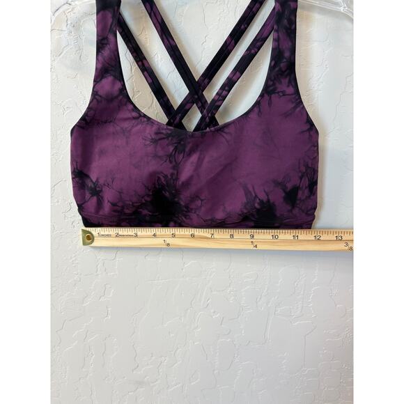 Lululemon Sz 4 Shibori Energy Bra Darkest Magenta Black Tie Dye *NO CUPS* - Picture 3 of 5